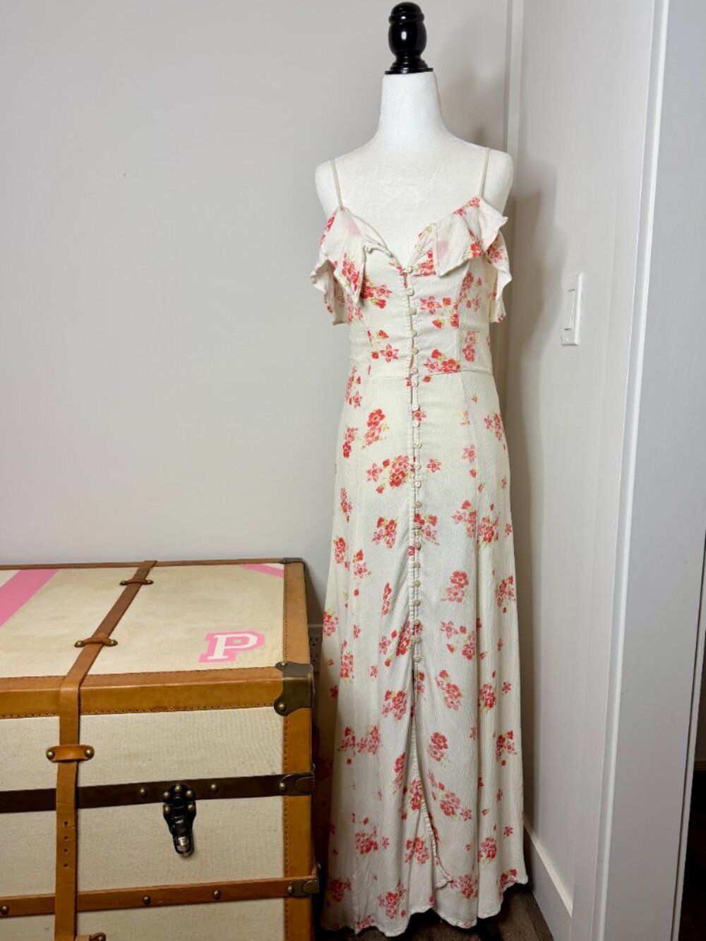 🪭 Denim & Supply Ralph Lauren Josephine Floral Ruffle Cutout Maxi Dress S